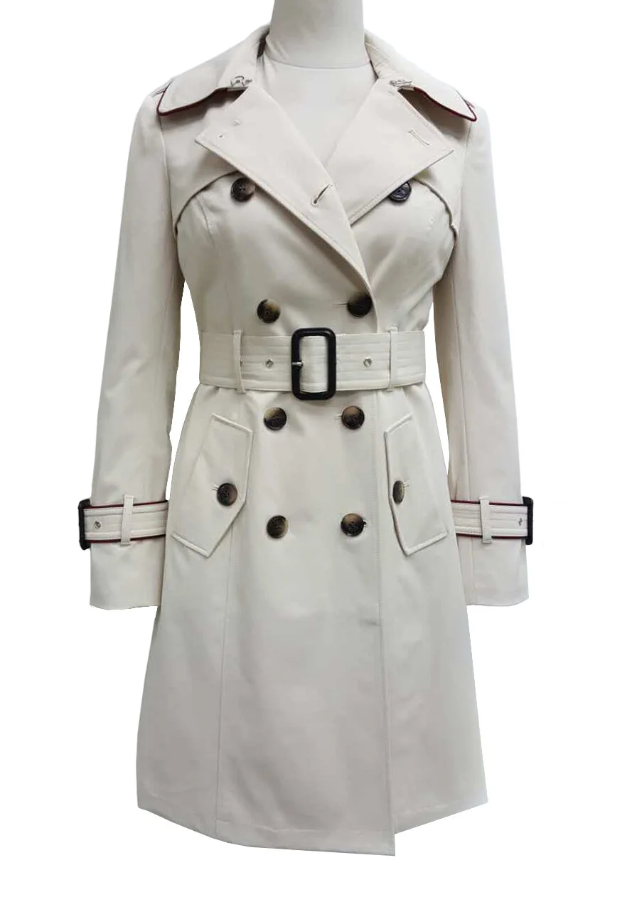 【LOW CLASSIC】CREAM DOUBLE COLLAR TRENCH Classic Trench Coat – La Garçonne